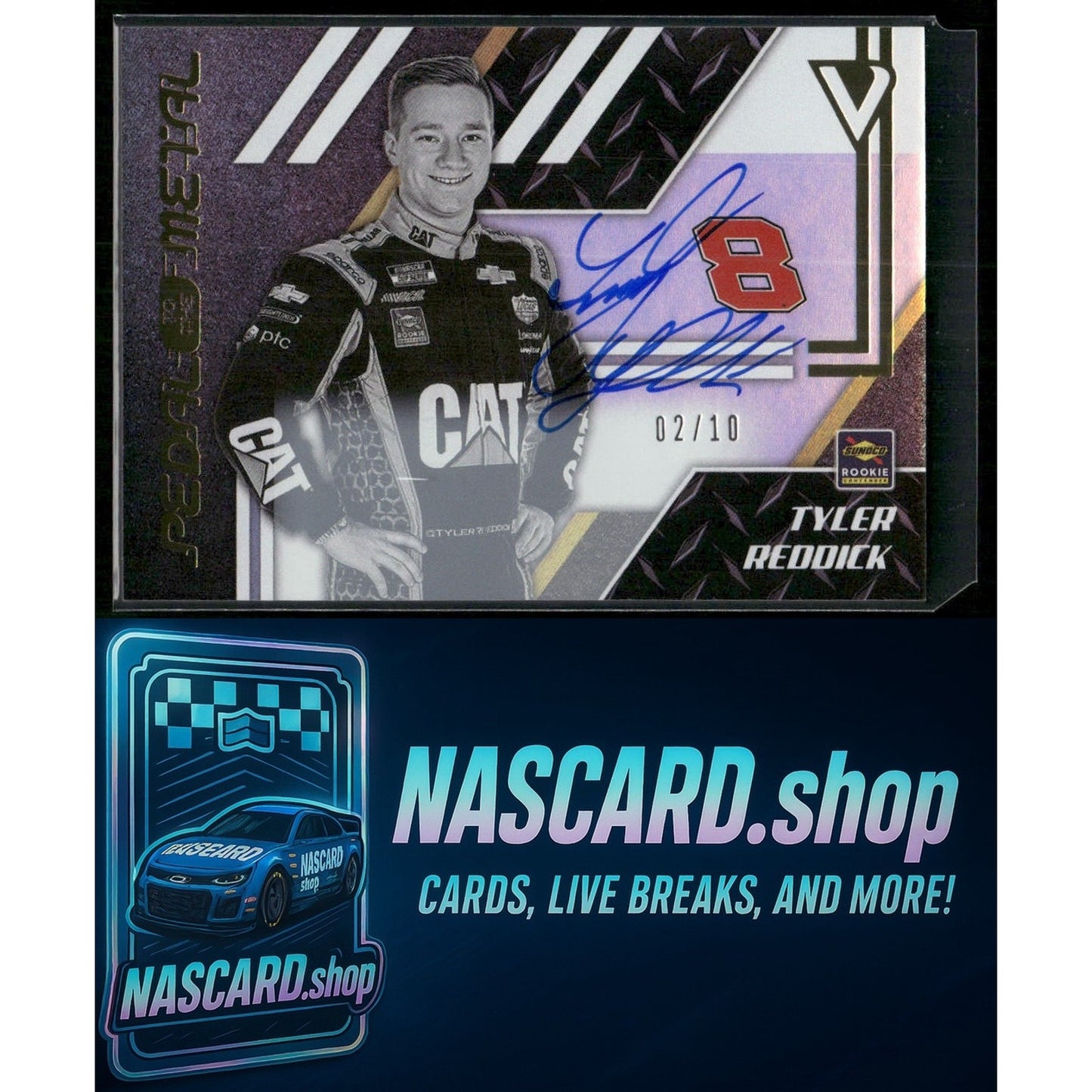 2020 Panini Chronicles Tyler Reddick Pedal to the Metal Autographs Gold #/10 RC