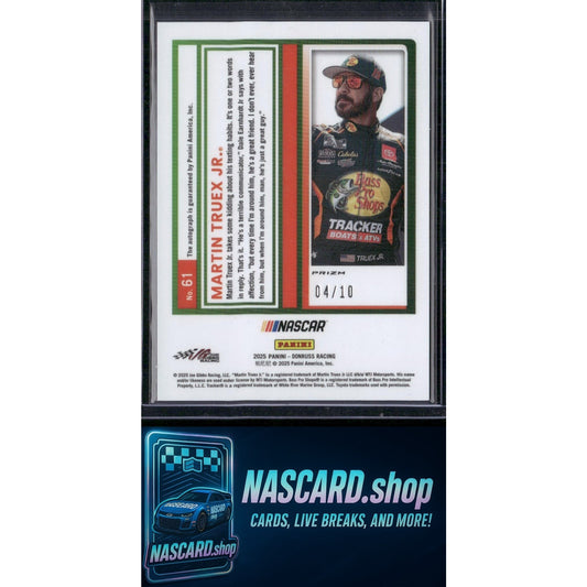 2025 Donruss #61 Martin Truex Jr. Optic Signatures Gold Velocity #/10