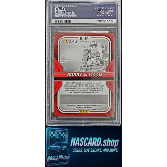 2016 Panini Prizm Driver Signatures Bobby Allison Rainbow Prizm /24 PSA 10