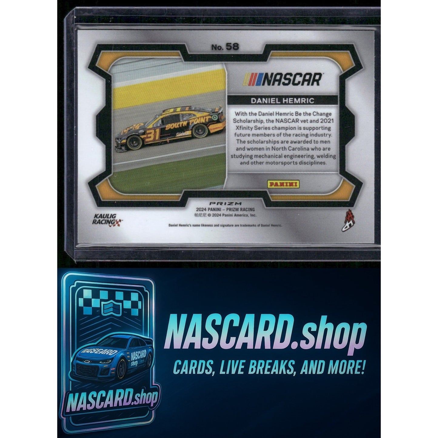 2024 Panini Prizm #58 Daniel Hemric White Sparkle