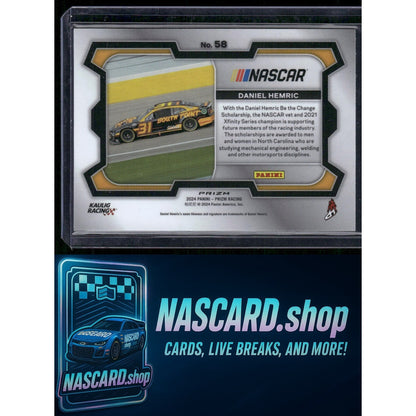 2024 Panini Prizm #58 Daniel Hemric White Sparkle