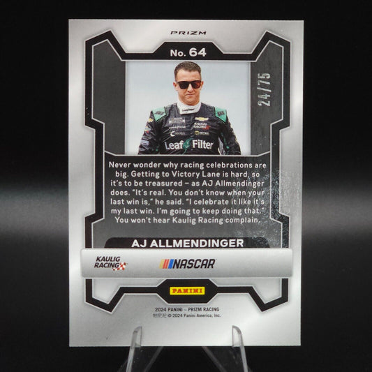 2024 Panini Prizm Racing A.J. Allmendinger #64 Blue Pulsar /75