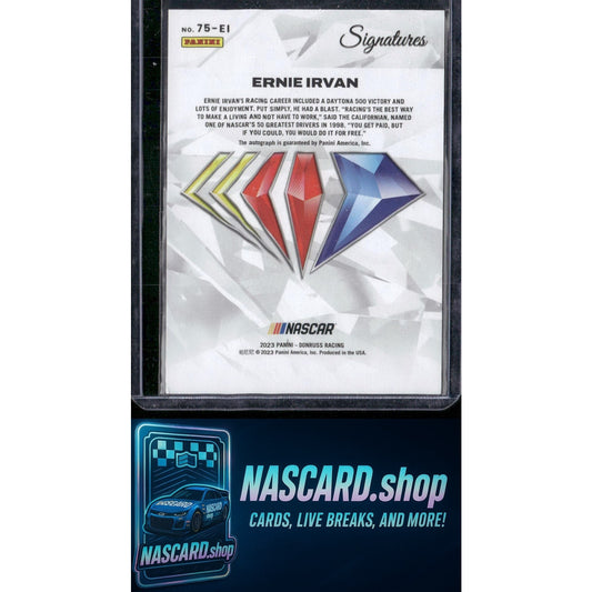 2023 Panini Prizm #75-EI Ernie Irvan NASCAR 75th Anniversary Signatures