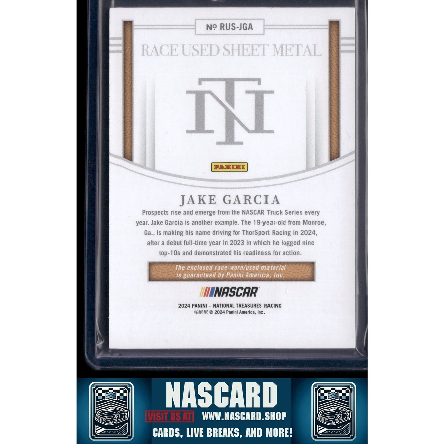 2024 National Treasures Jake Garcia Race Used Sheet Metal Holo Silver #/25