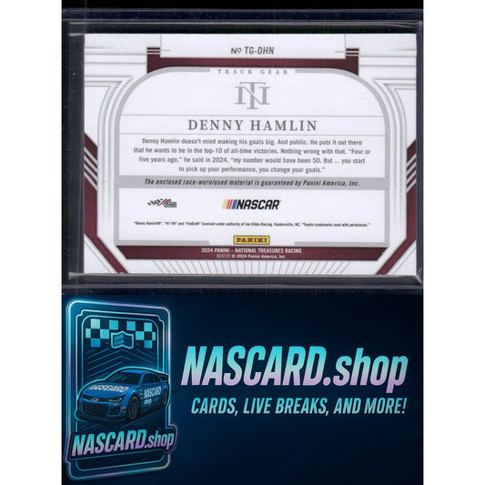 2024 Panini National Treasures #TG-DHN Denny Hamlin Track Gear #/99 - NASCARD.shop