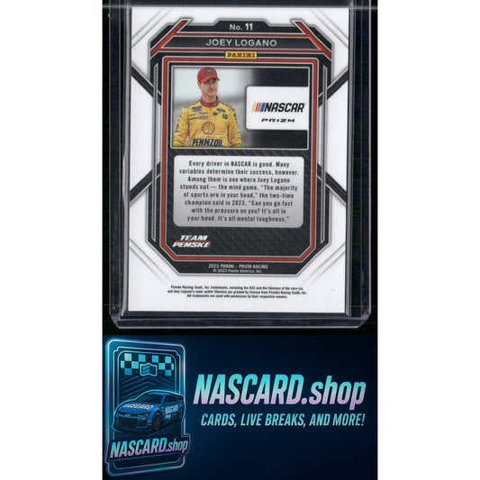 2023 Panini Prizm #11 Joey Logano White Sparkle Prizm - NASCARD.shop