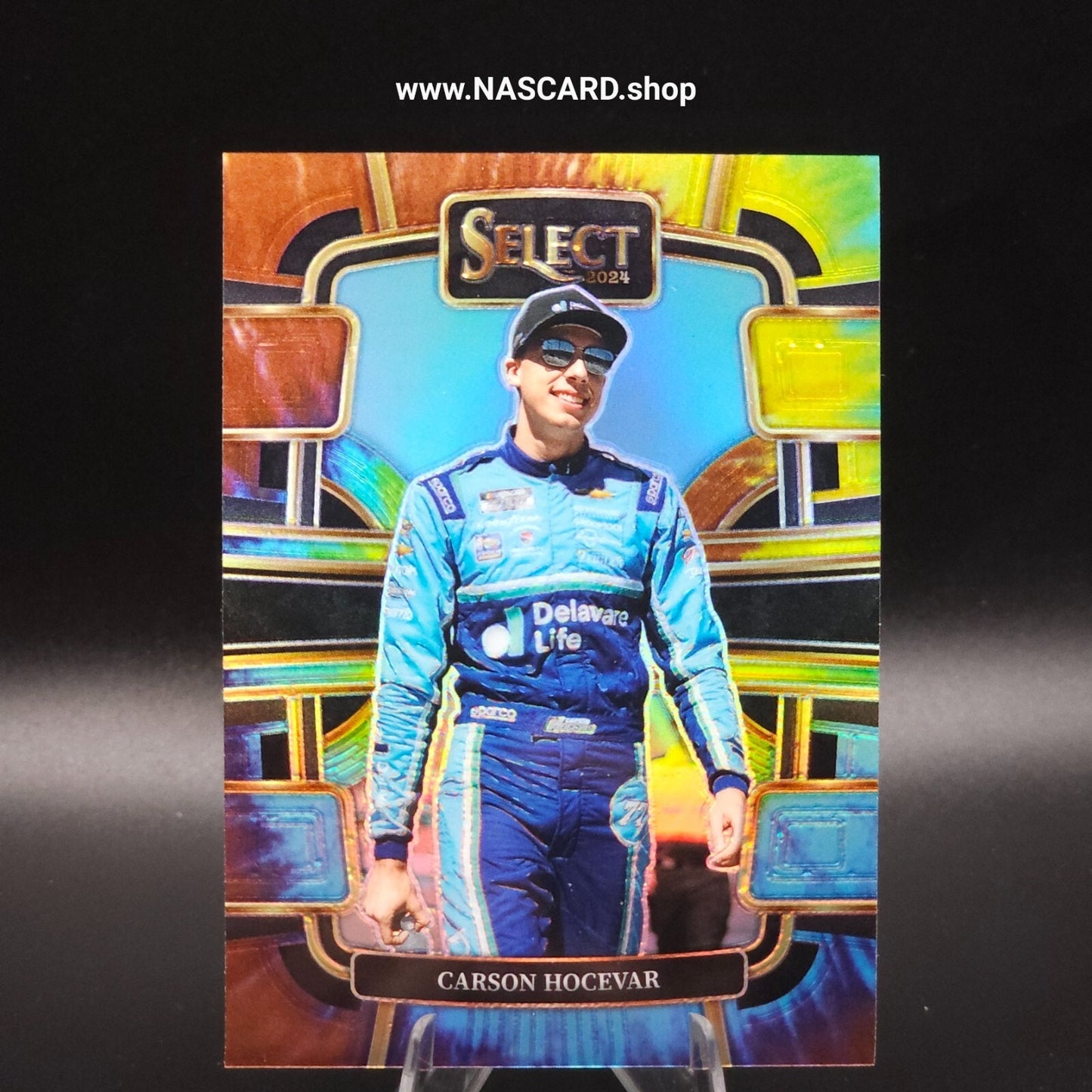 2024 Panini Select Racing Grandstand Tie-Dye Prizm #36 Carson Hocevar /25