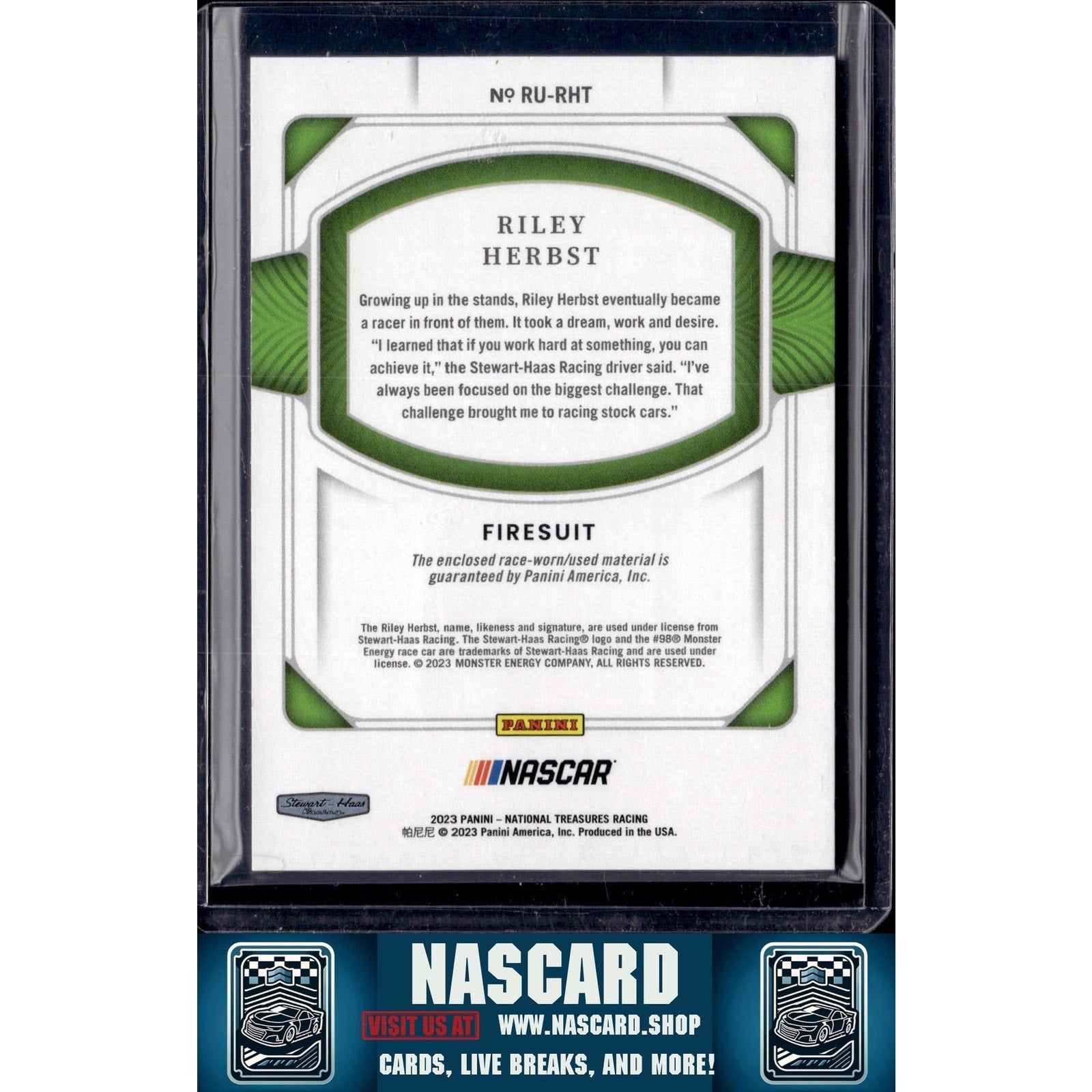 2023 Panini National Treasures #RU-RHT Riley Herbst Race Used Firesuits - NASCARD.shop