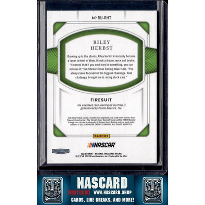 2023 Panini National Treasures #RU-RHT Riley Herbst Race Used Firesuits - NASCARD.shop