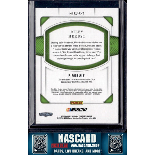 2023 Panini National Treasures #RU-RHT Riley Herbst Race Used Firesuits - NASCARD.shop