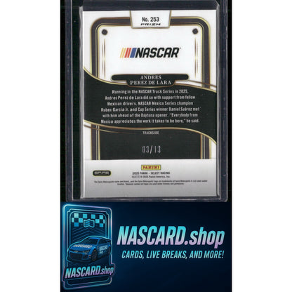 2025 Select Racing Andres Perez De Lara Trackside Power Plaid Gold Prizms #/13 - NASCARD.shop