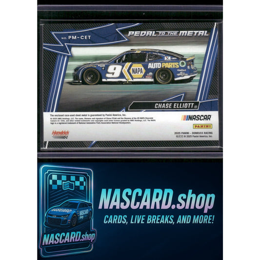 2025 Donruss #PM-CET Chase Elliott Pedal to the Metal Materials