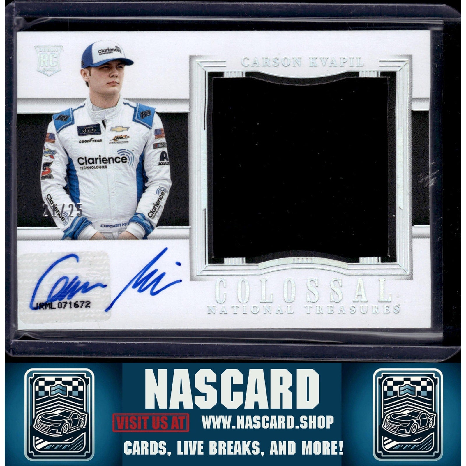 2024 National Treasures Carson Kvapil Colossal Material Auto Holo Silver #/25 - NASCARD.shop