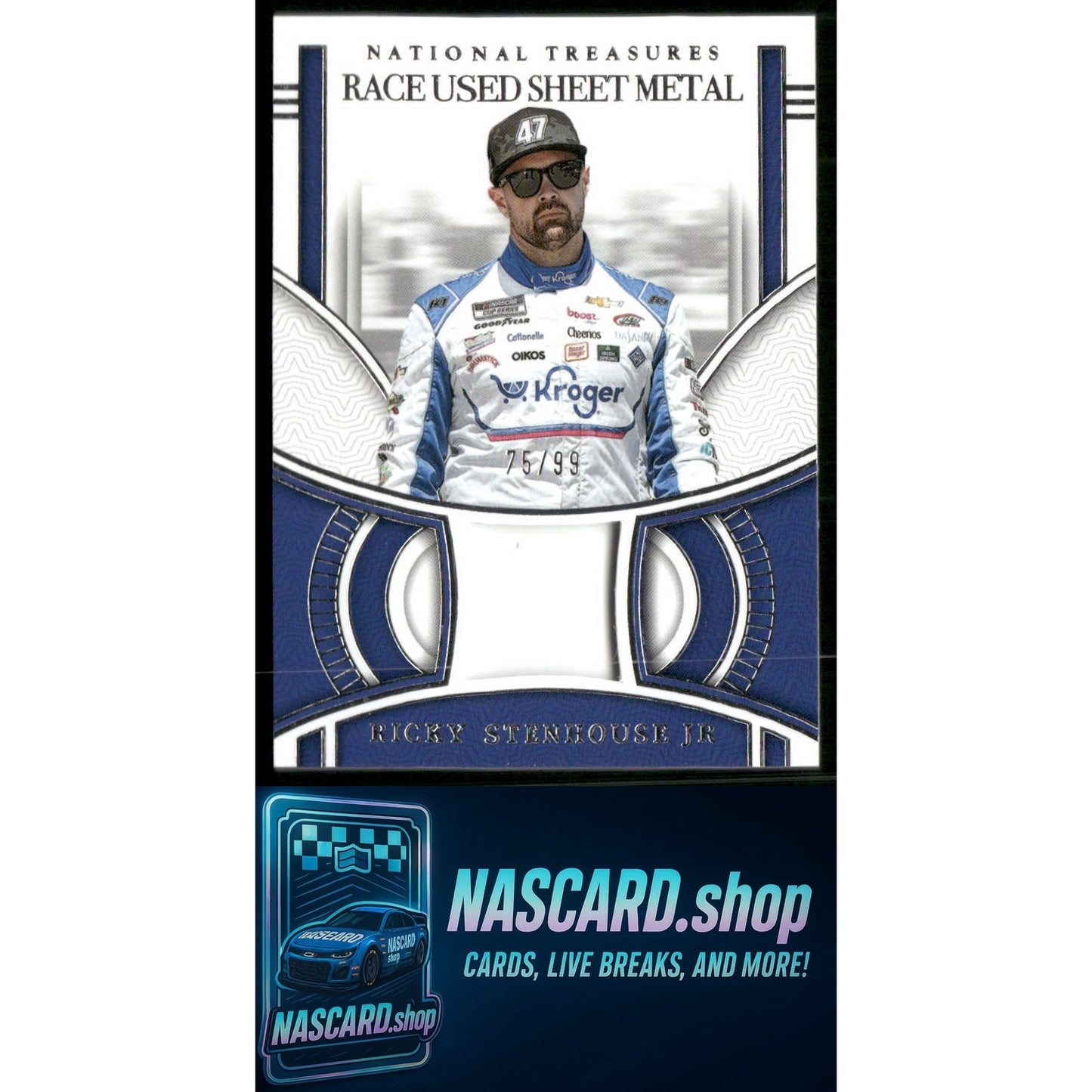 2024 Panini National Treasures Ricky Stenhouse Jr Race Used Sheet Metal #/99 - NASCARD.shop