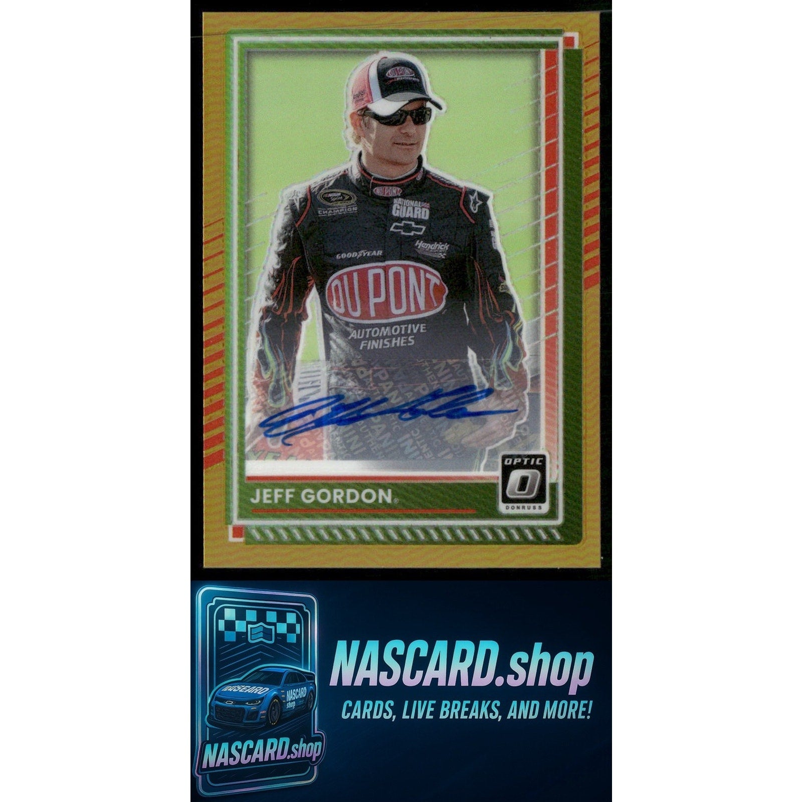 2025 Donruss #15 Jeff Gordon Optic Signatures Gold #/10 - NASCARD.shop