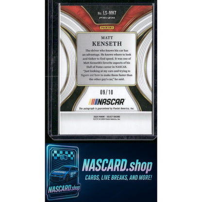 2024 Panini Select Matt Kenseth Legendary Signatures Gold Flash Prizms #/10