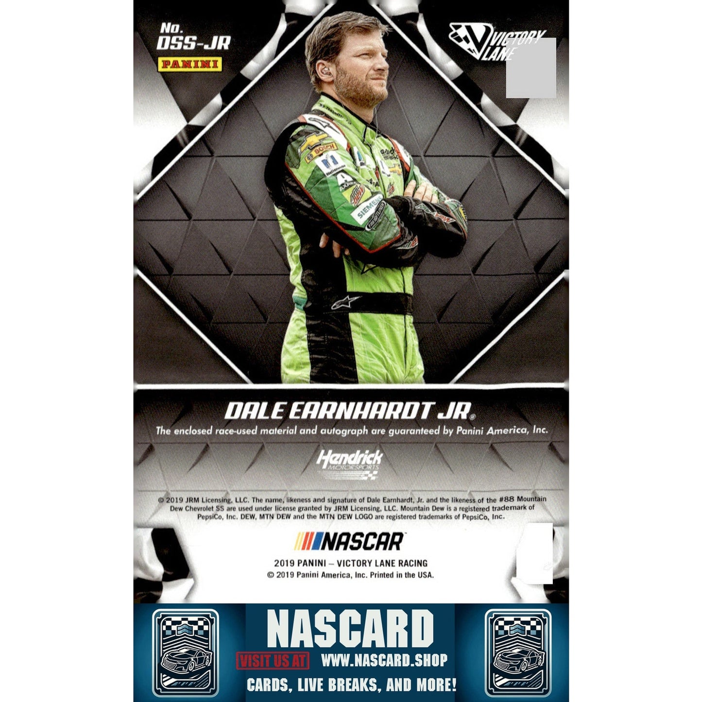 2019 Panini Victory Lane Dale Earnhardt Jr Dual Swatch Signatures Red #/25 - NASCARD.shop