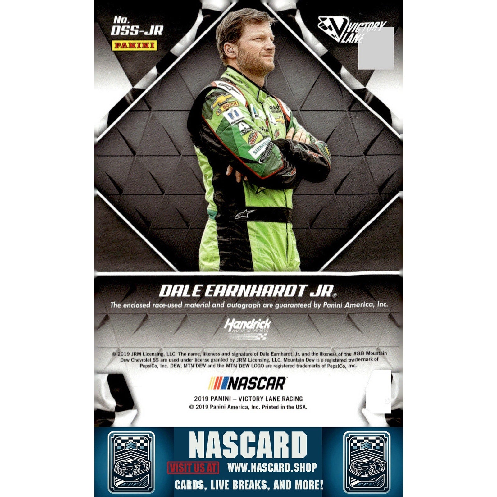 2019 Panini Victory Lane Dale Earnhardt Jr Dual Swatch Signatures Red #/25 - NASCARD.shop