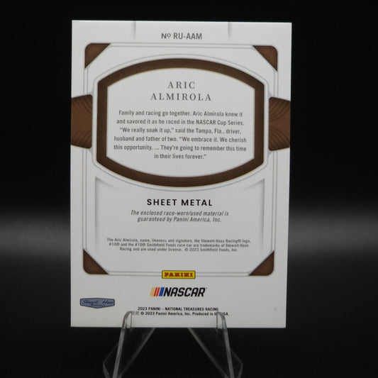 2023 Panini National Treasures - Race Used Aric Almirola #RU-AAM Sheet Metal /99 NASCARD.shop