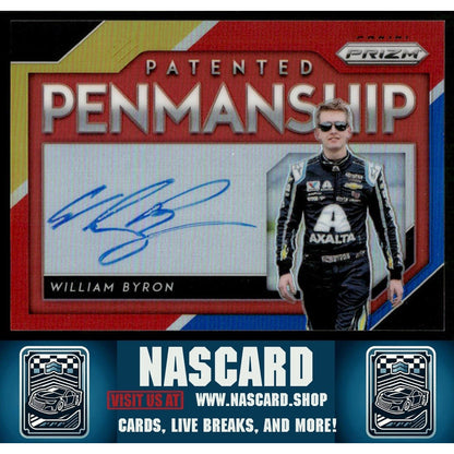 2019 Panini Prizm #PP-WB William Byron Patented Pennmanship Rainbow Prizm #/24 - NASCARD.shop