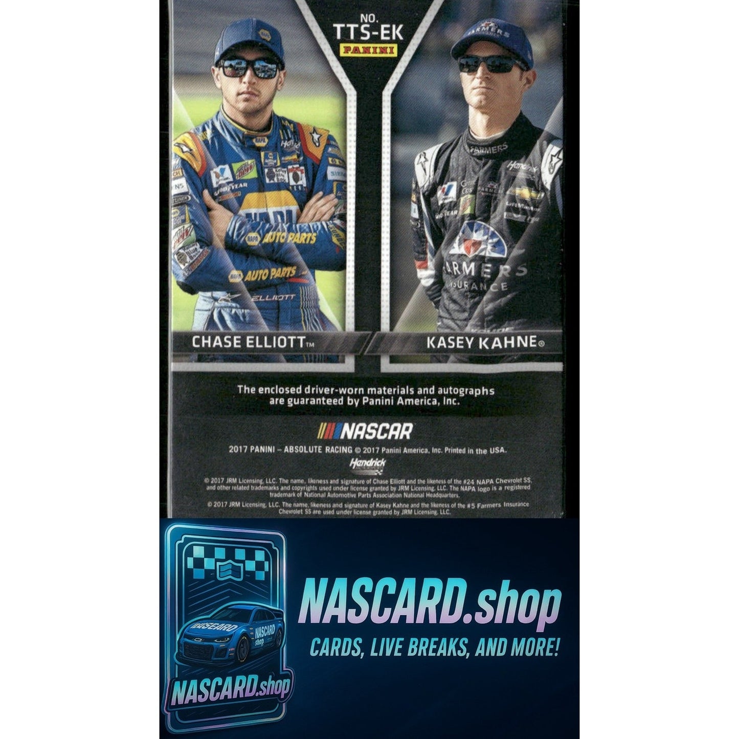 2017 Panini Absolute Chase Elliott Kasey Kahne Team Tandems Auto Silver #24/25 - NASCARD.shop