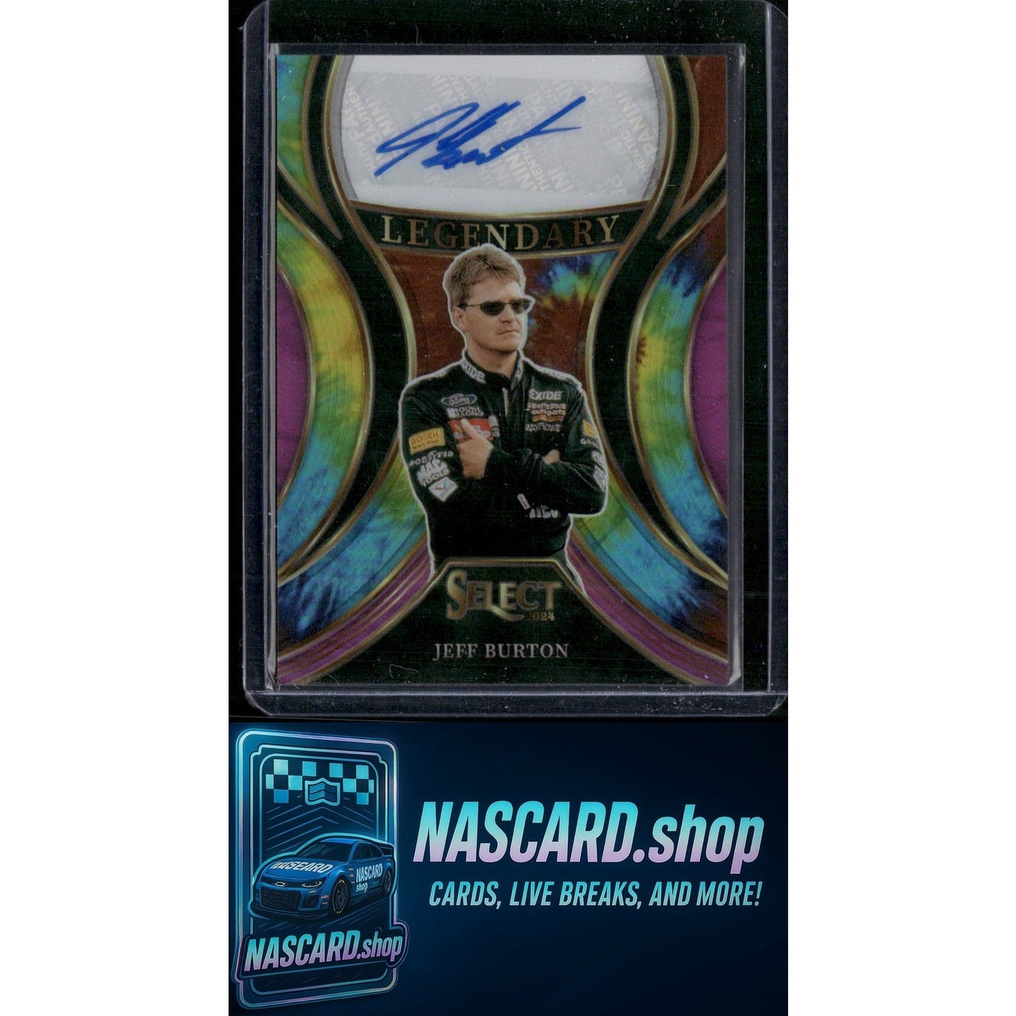 2024 Panini Select #LS-JBT Jeff Burton Legendary Signatures Tie-Dye Prizms #/25 - NASCARD.shop