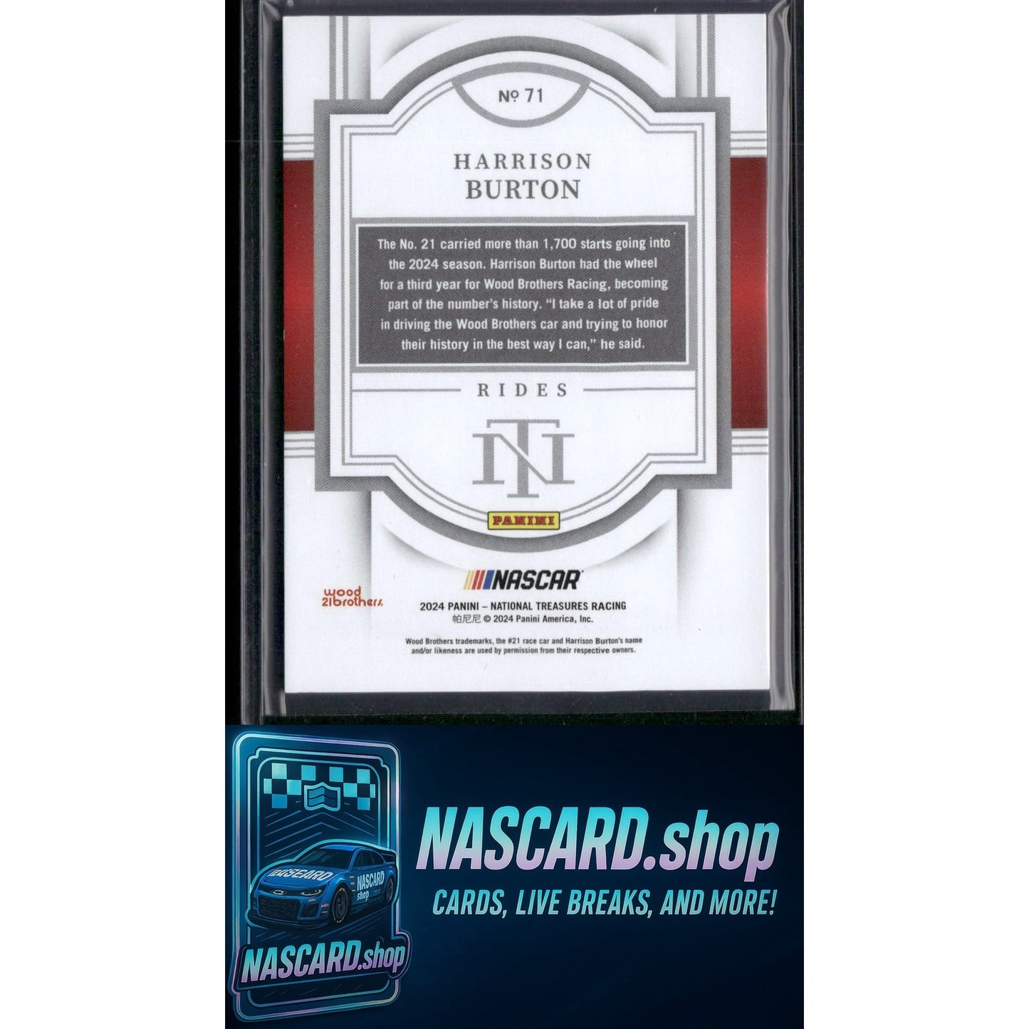 2024 Panini National Treasures #71 Harrison Burton Holo Gold #/10 - NASCARD.shop