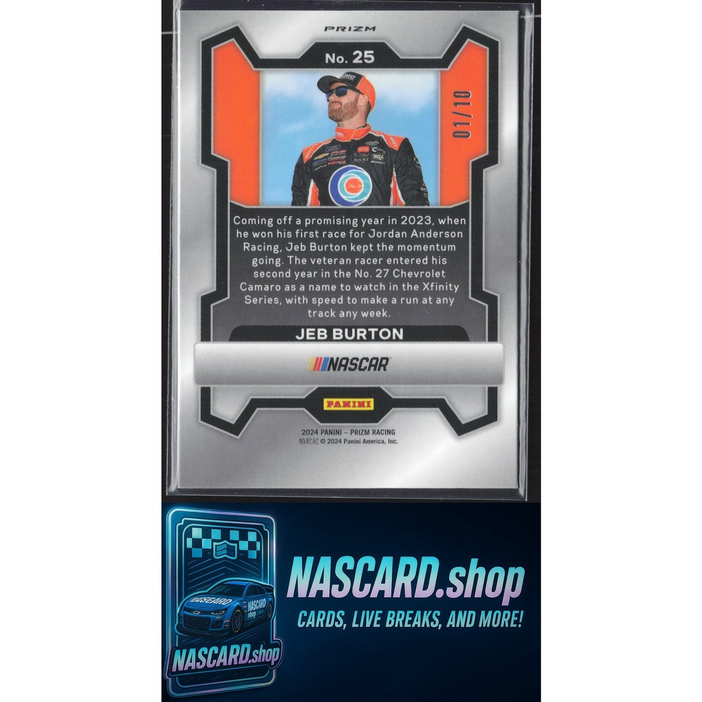 2024 Panini Prizm #25 Jeb Burton Blue Shimmer #/10