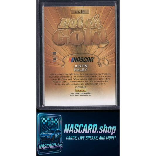 2024 Panini Prizm #14 Justin Haley Pot Of Gold Gold #10/10 - NASCARD.shop