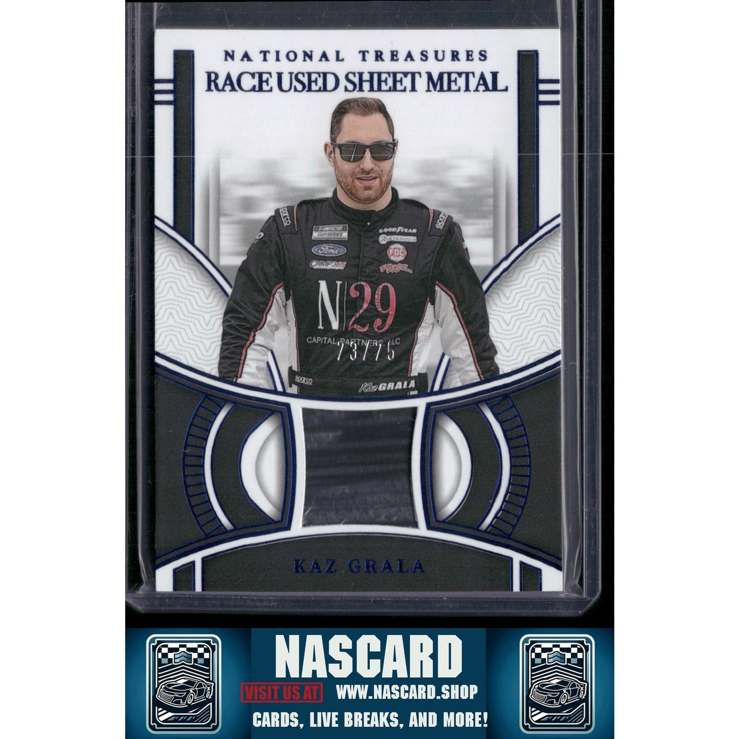 2024 Panini National Treasures Kaz Grala Race Used Sheet Metal Blue #/75 - NASCARD.shop