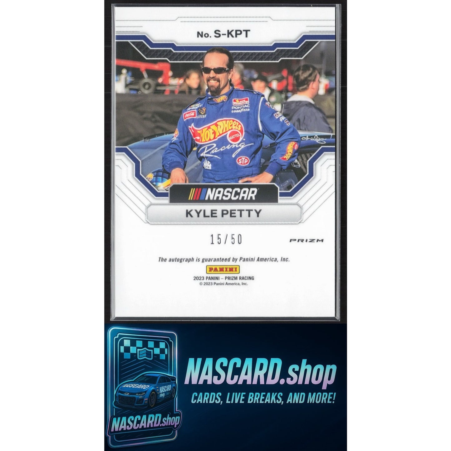 2023 Panini Prizm #S-KPT Kyle Petty Scripts Checkered Flag Prizm #/50