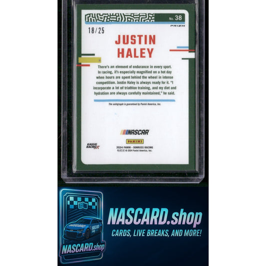 2024 Donruss #38 Justin Haley Optic Signatures Pandora #/25 - NASCARD.shop