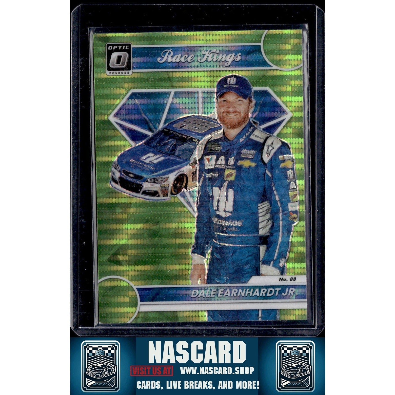 2023 Donruss #2 Dale Earnhardt Jr Optic Lime Green Pulsar - NASCARD.shop