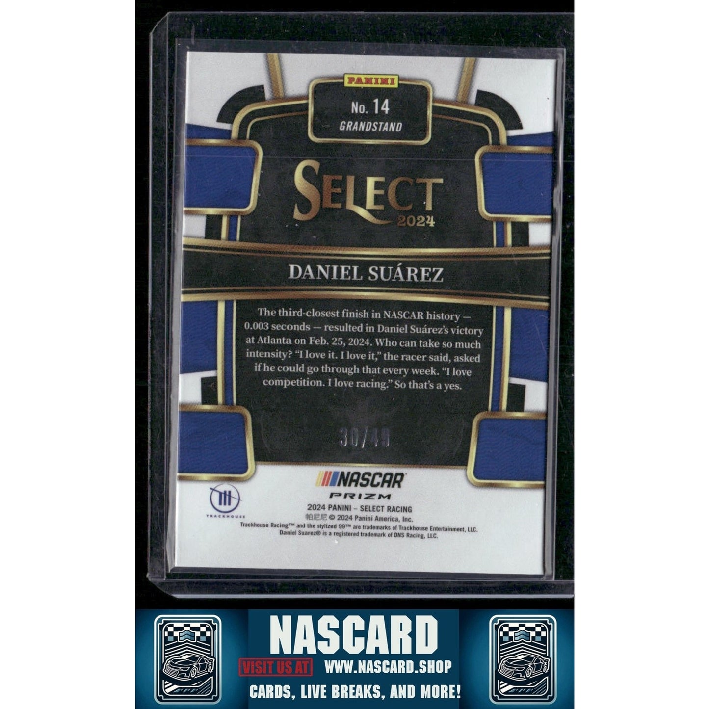 2024 Panini Select #14 Daniel Suarez Black and Blue Prizms #/49