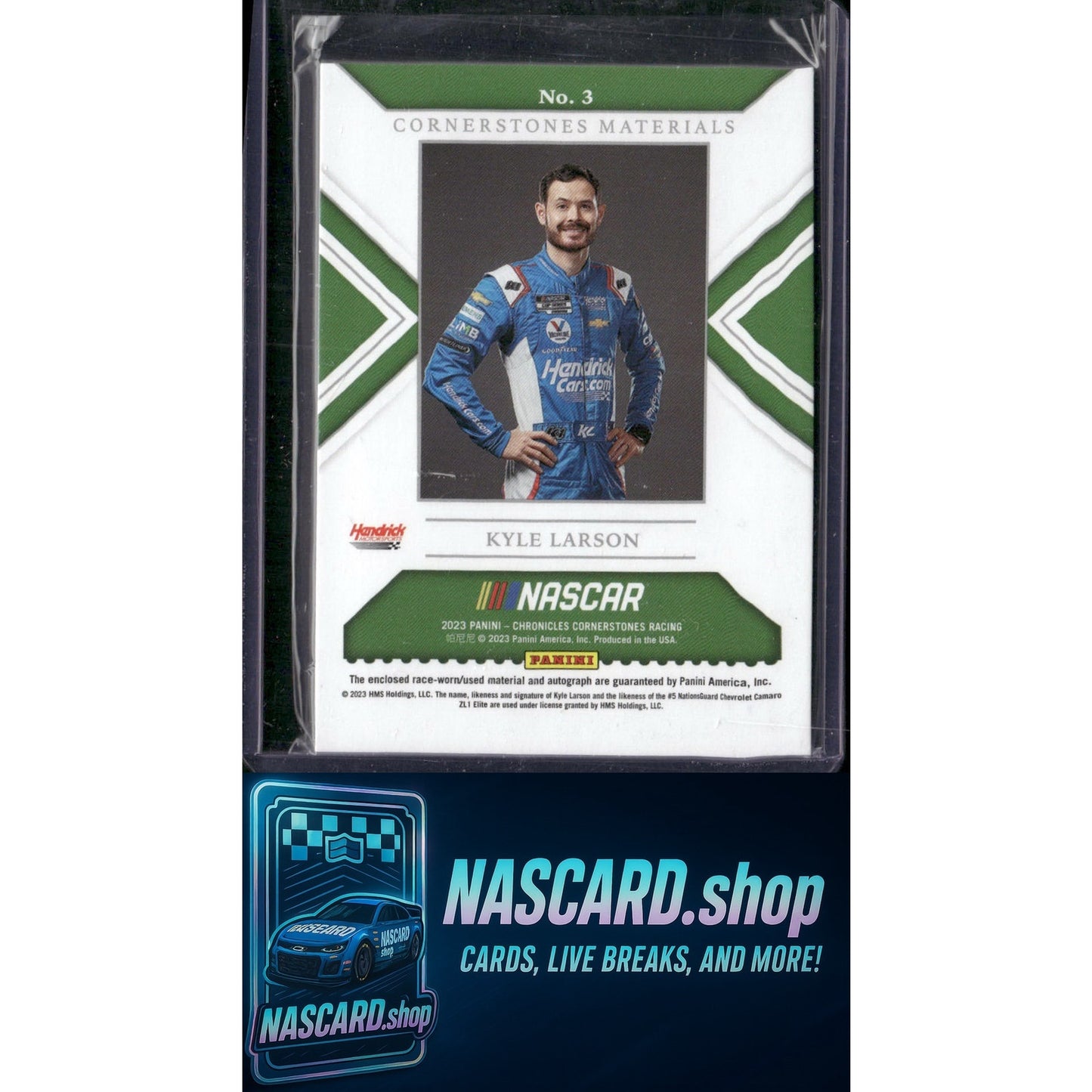 2023 Panini Chronicles #3 Kyle Larson Cornerstones Materials Signatures Red