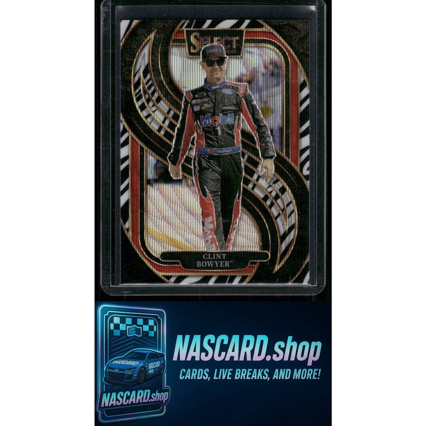 2025 Panini Select #284 Clint Bowyer Zebra Prizms