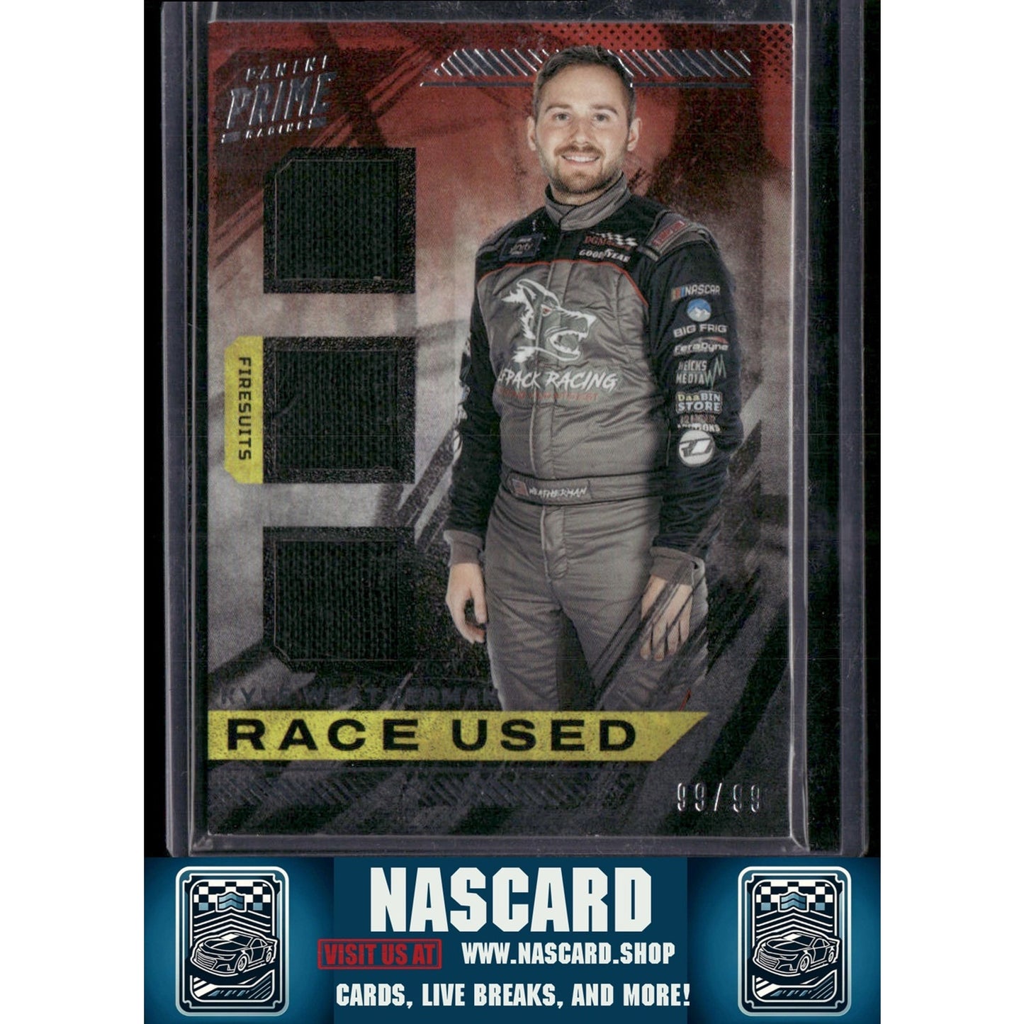 2023 Panini Prime #RUT-KYW Kyle Weatherman Race Used Trios Firesuits #99/99