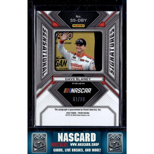 2024 Panini Prizm #SS-DBY Dave Blaney Sensational Signatures Red #/99