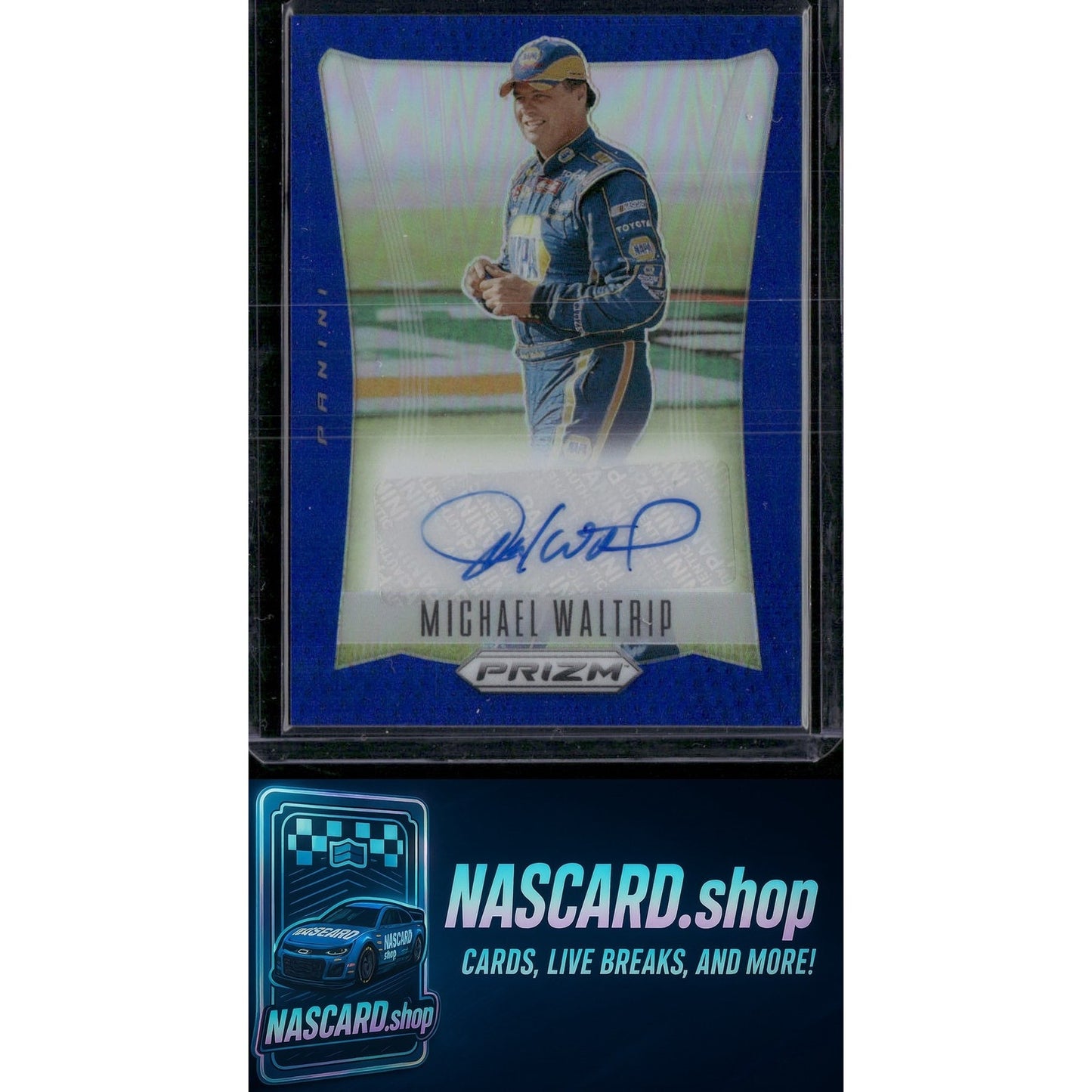 2024 Panini Prizm #TS-MWP Michael Waltrip Throwback Signatures Blue #/49