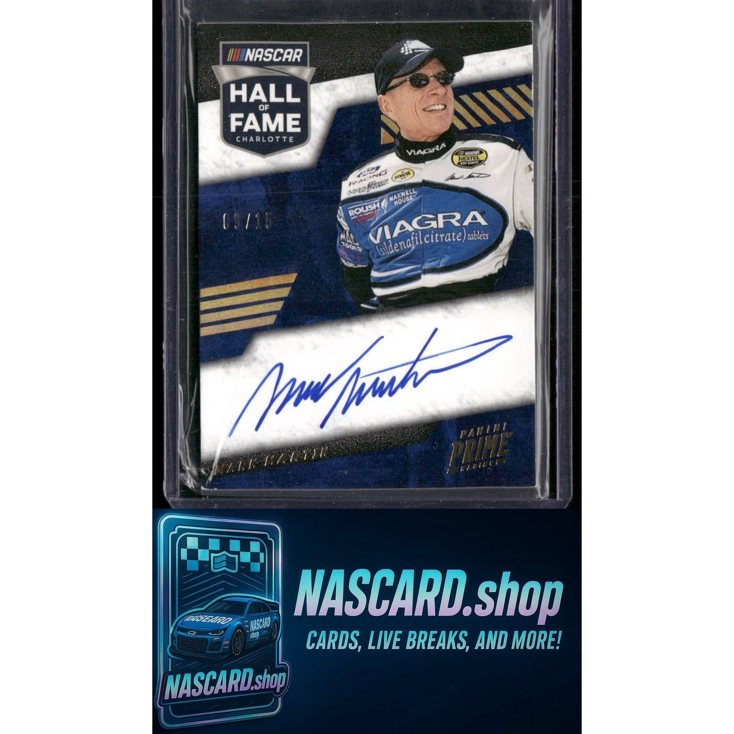 2023 Panini Prime #HFS-MMT Mark Martin Hall of Fame Signatures Holo Gold #/15 - NASCARD.shop