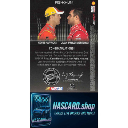 2010 Press Pass Premium Kevin Harvick / Juan Pablo Montoya Rivals Signatures #/5