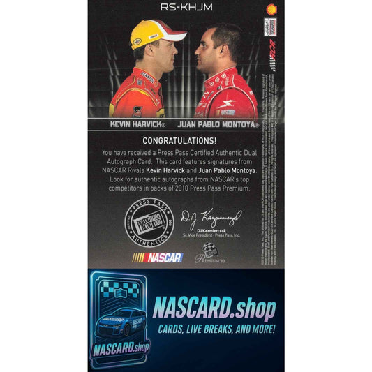 2010 Press Pass Premium Kevin Harvick / Juan Pablo Montoya Rivals Signatures #/5