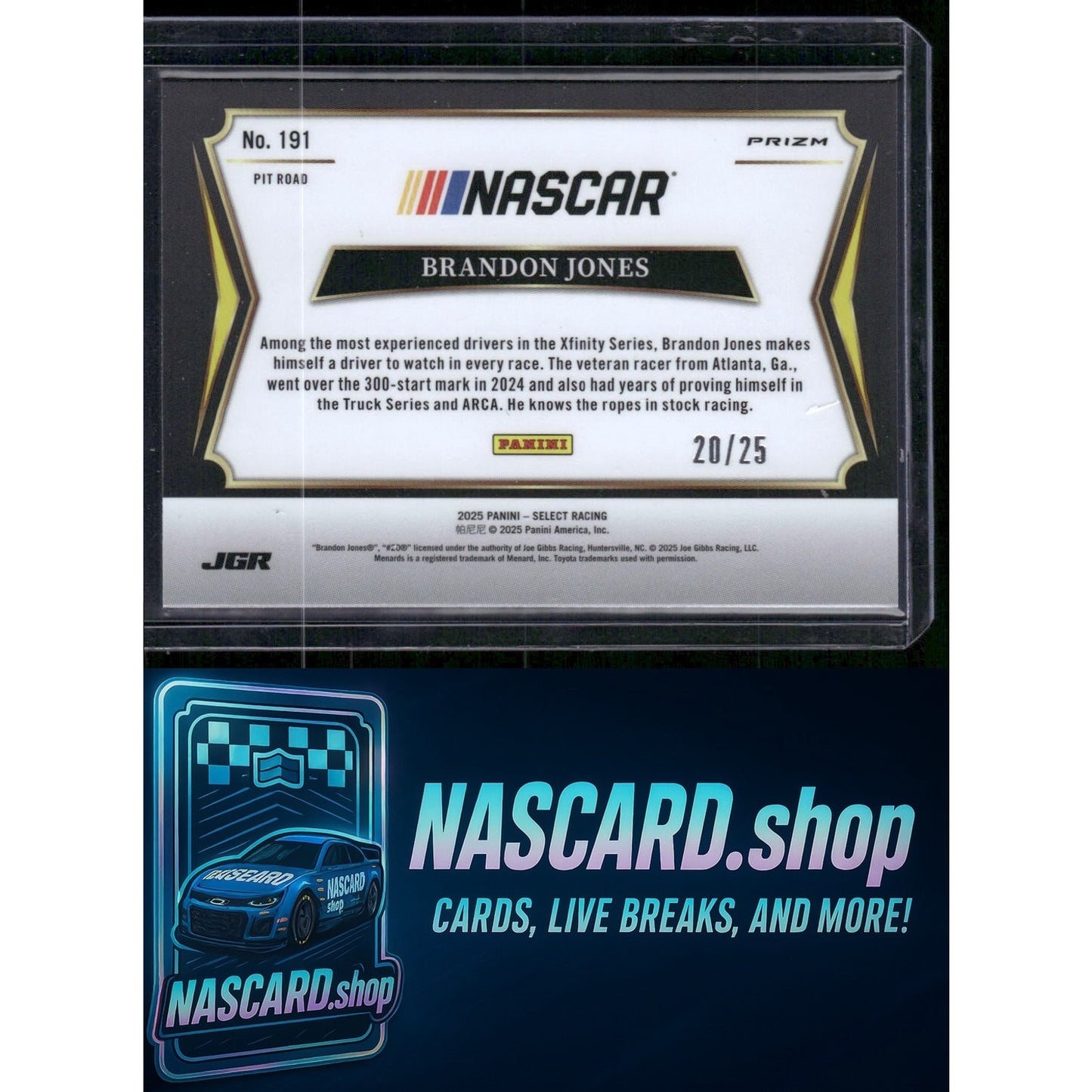 2025 Panini Select #191 Brandon Jones Tie-Dye Prizms #20/25 - NASCARD.shop