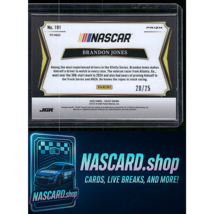 2025 Panini Select #191 Brandon Jones Tie-Dye Prizms #20/25 - NASCARD.shop