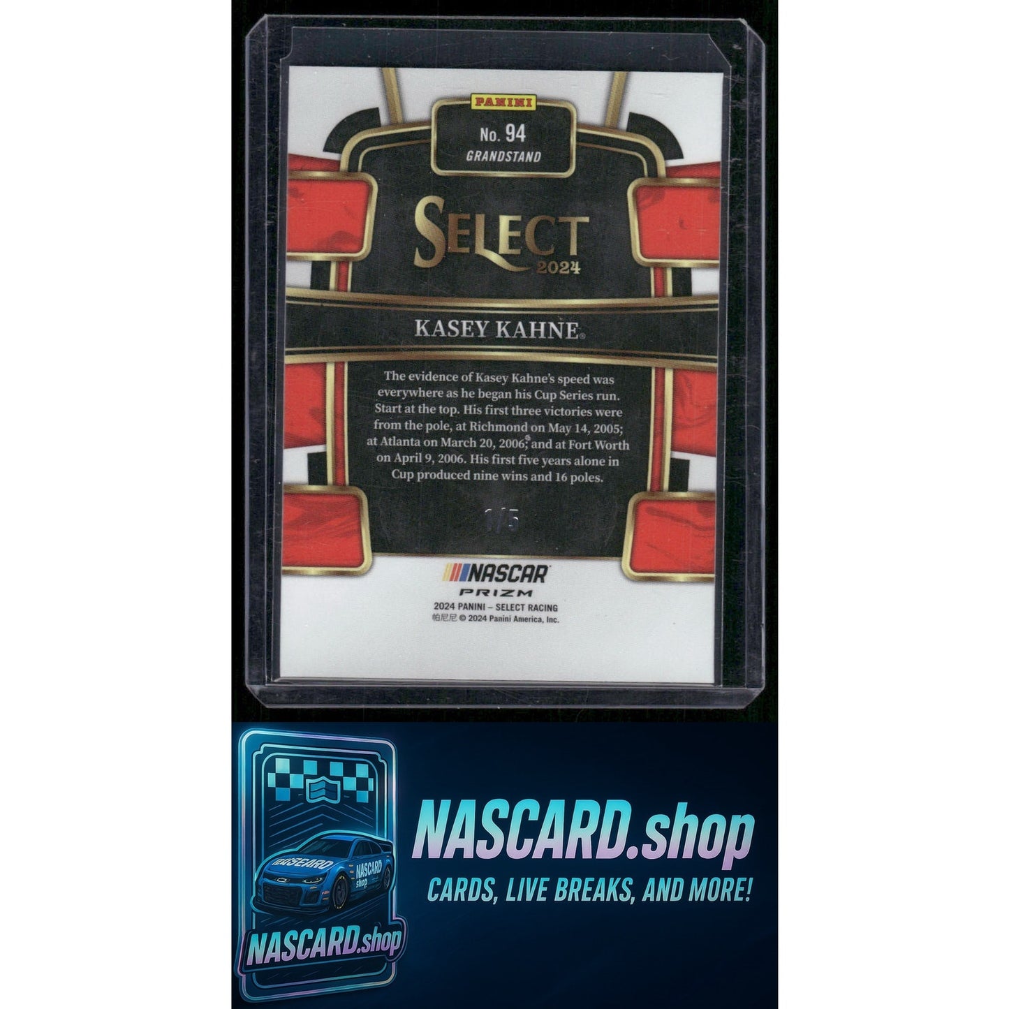 2024 Panini Select #94 Kasey Kahne Green Prizms #1/5