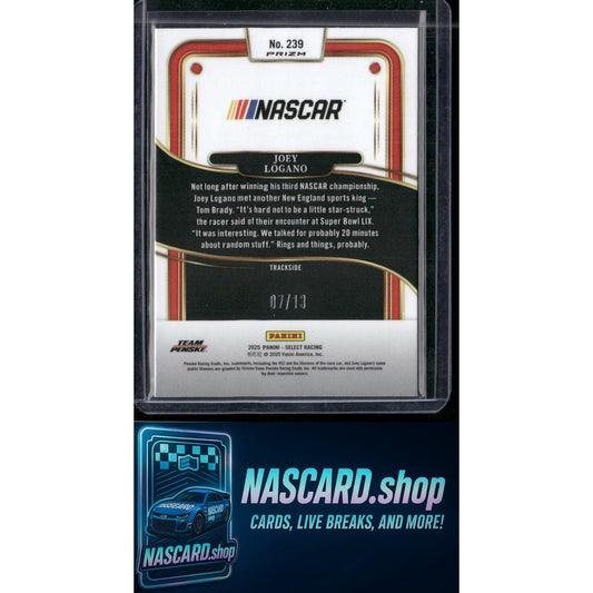 2025 Select Racing #239 Joey Logano Trackside Power Plaid Gold Prizms #/13 - NASCARD.shop