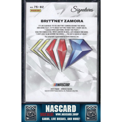 2023 Panini Prime Brittney Zamora NASCAR 75th Anniversary Signatures Holo #/75