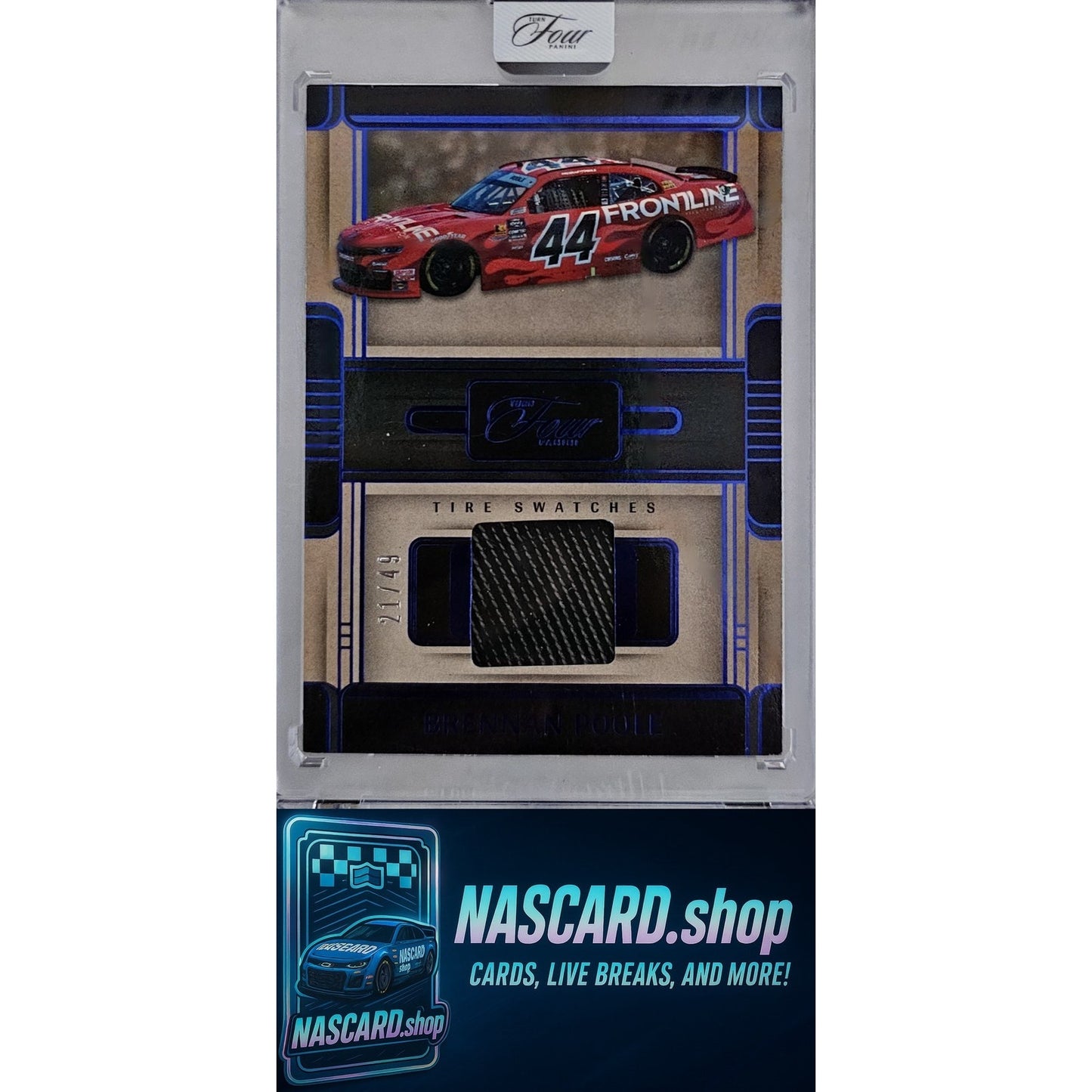 2025 Panini Turn Four #TS-BPL Brennan Poole Tire Swatches Blue #/49