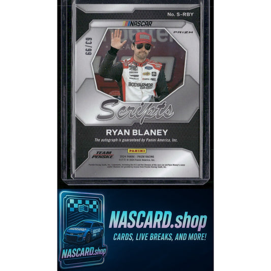 2024 Panini Prizm #S-RBY Ryan Blaney Scripts Red #/99 - NASCARD.shop