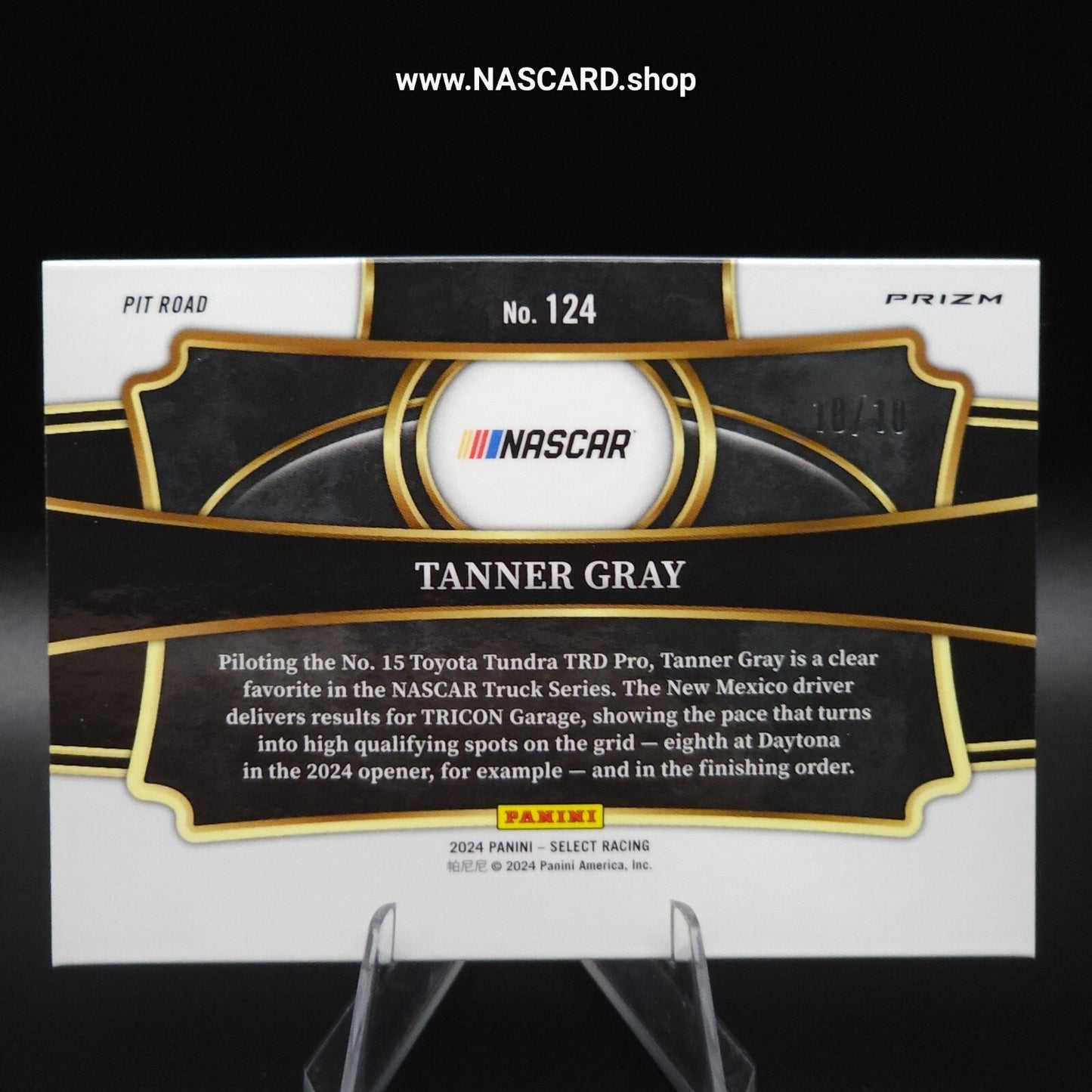 2024 Panini Select - Pit Road Tanner Gray #124 Gold Prizm 10/10